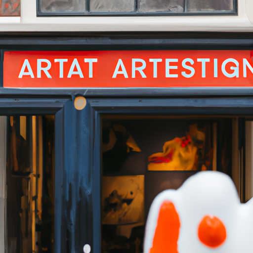 תמונה של גלריה לאמנות באמסטרדם עם יצירות אמנות ופסלים צבעוניים