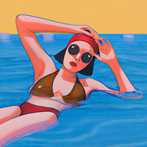 איור של אישה לובשת בגד ים מחלק אחד בזמן שחיה בבריכה