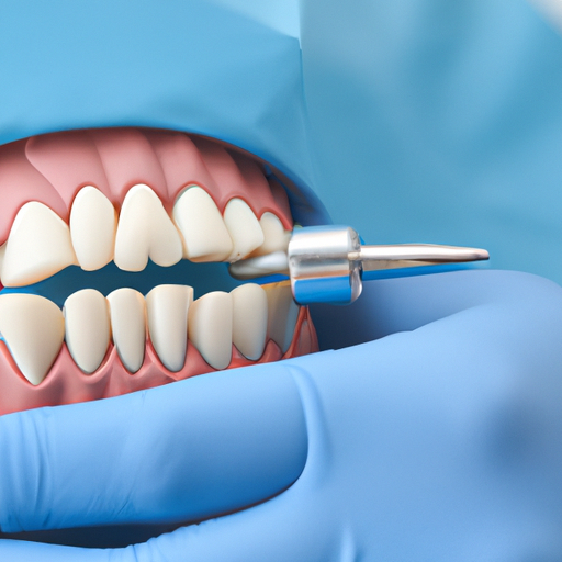 תקריב של השתלת שיניים בפיו של מטופל