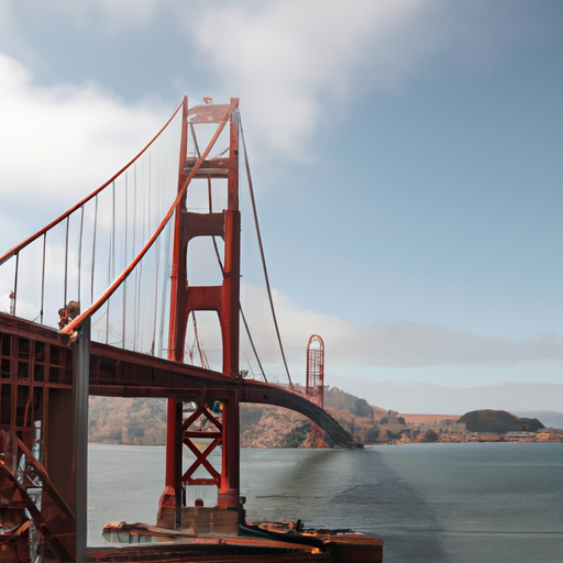 תמונה של גשר שער הזהב, במבט מהצד של סן פרנסיסקו של הגשר