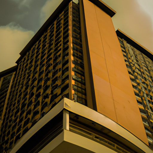 תמונה של החלק החיצוני של מלון מריוט, עם הארכיטקטורה התוססת והמודרנית שלו
